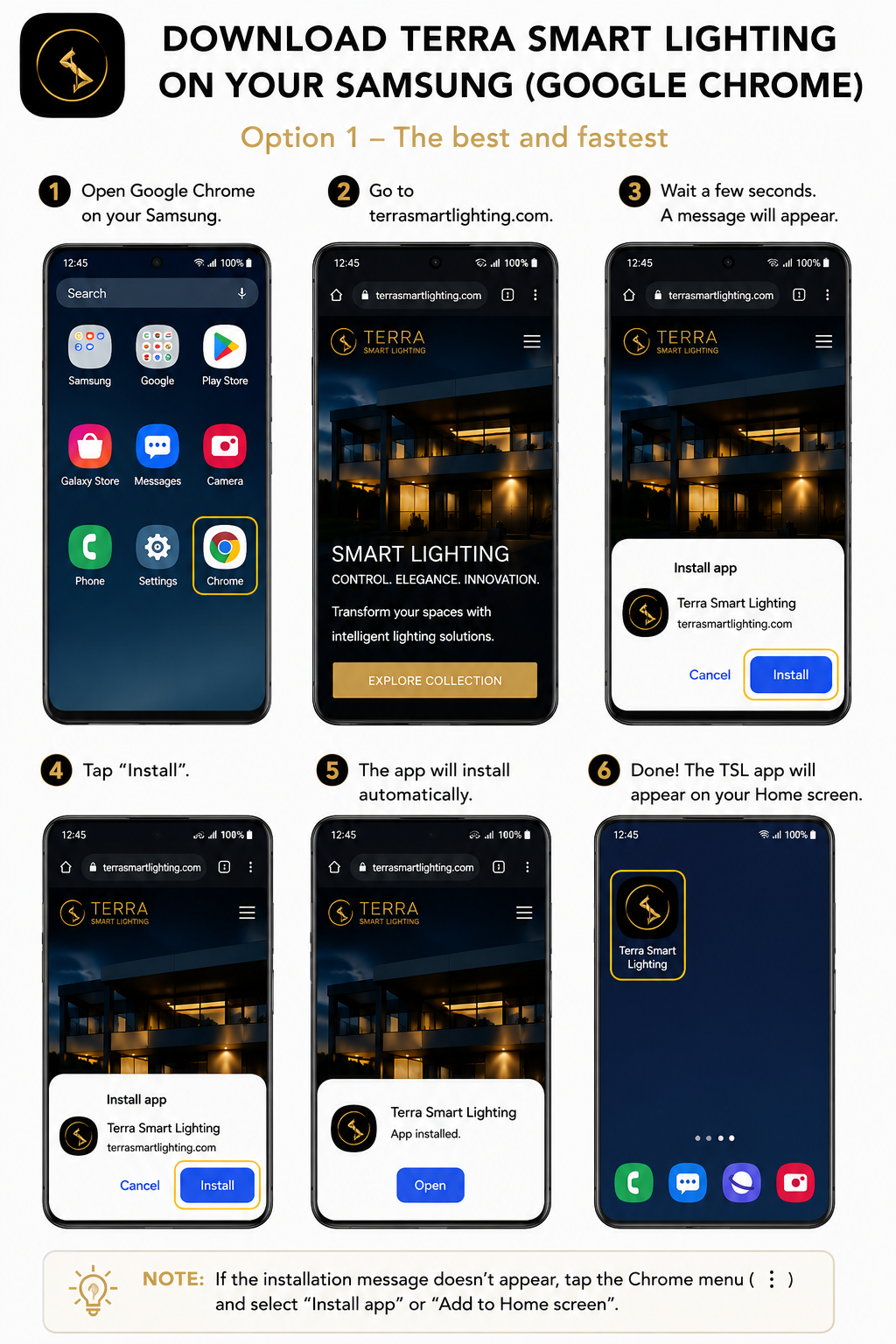 How to install Terra Smart Lighting on a Samsung phone